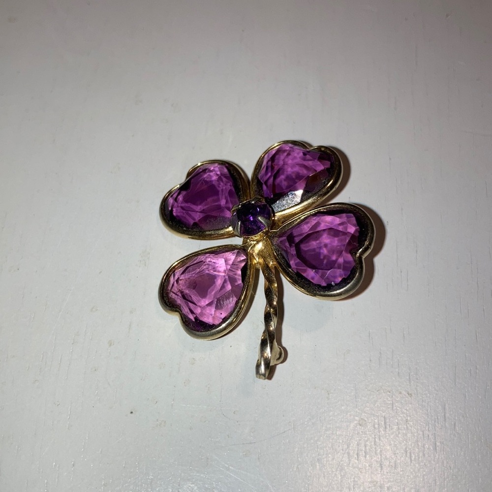 Purple Shamrock Brooch - Picture 2 of 5